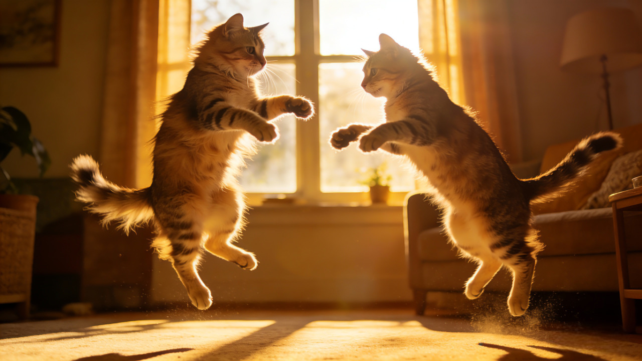 貓咪活力跳躍